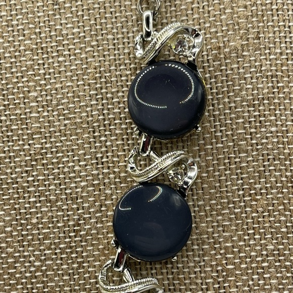 Vintage 1940’s signed CORO 16” choker necklace silver gray with clear gemstones - Picture 3 of 6